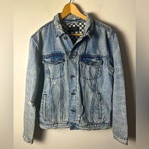 PACSUN Men’s Y2K Acid Wash Distressed Cotton Blend Denim Jean Jacket Size Medium